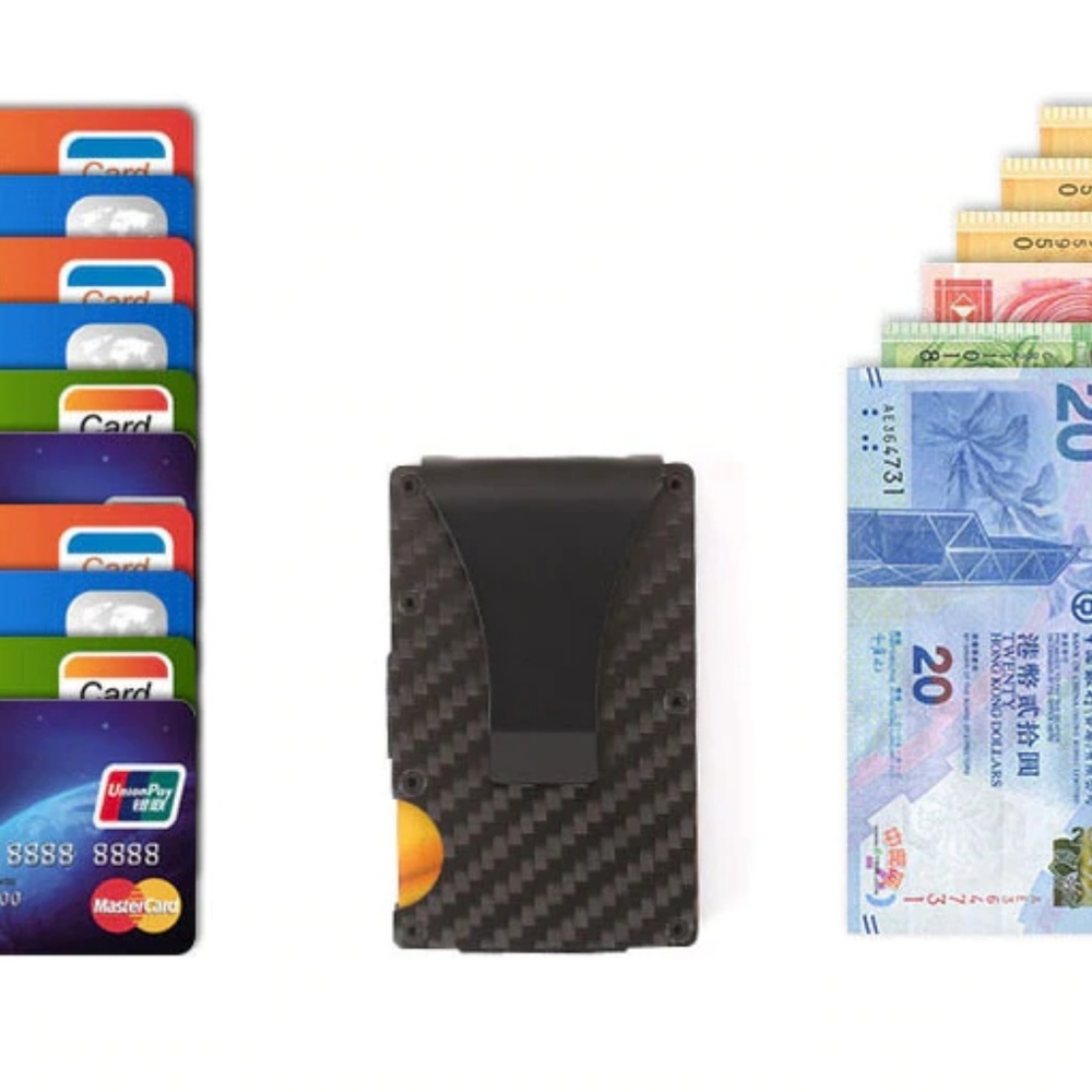 ANTI-THEFT RFID WALLET CARBON FIBER CREDIT CARD / ID PROTECTION W/ MONEY CLIP